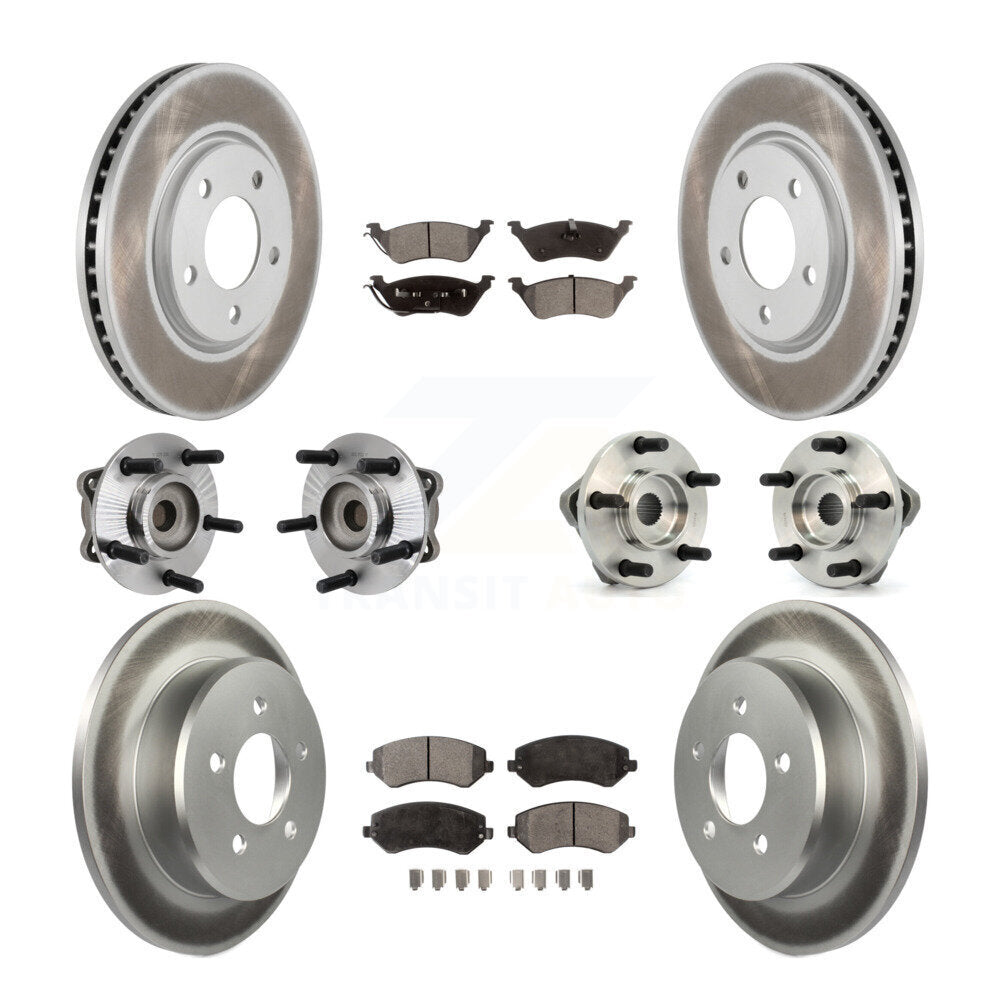 Kit de rotors et plaquettes de frein revêtus de roulement de moyeu avant et arrière (10 pièces) pour Chrysler Voyage