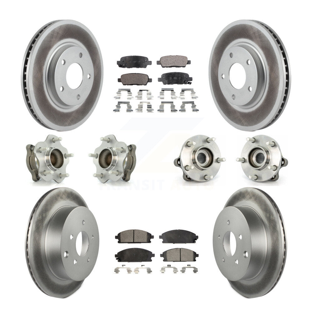 Kit de plaquettes de rotor de frein enduites de roulement de moyeu avant et arrière (10 pièces) pour Nissan Ques 04-09