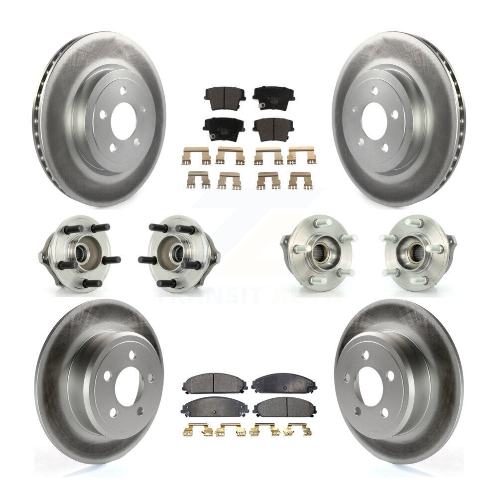 Kit de rotor et de plaquettes de frein à disque revêtus de roulement de moyeu avant et arrière (10 pièces) pour Chrysler 30