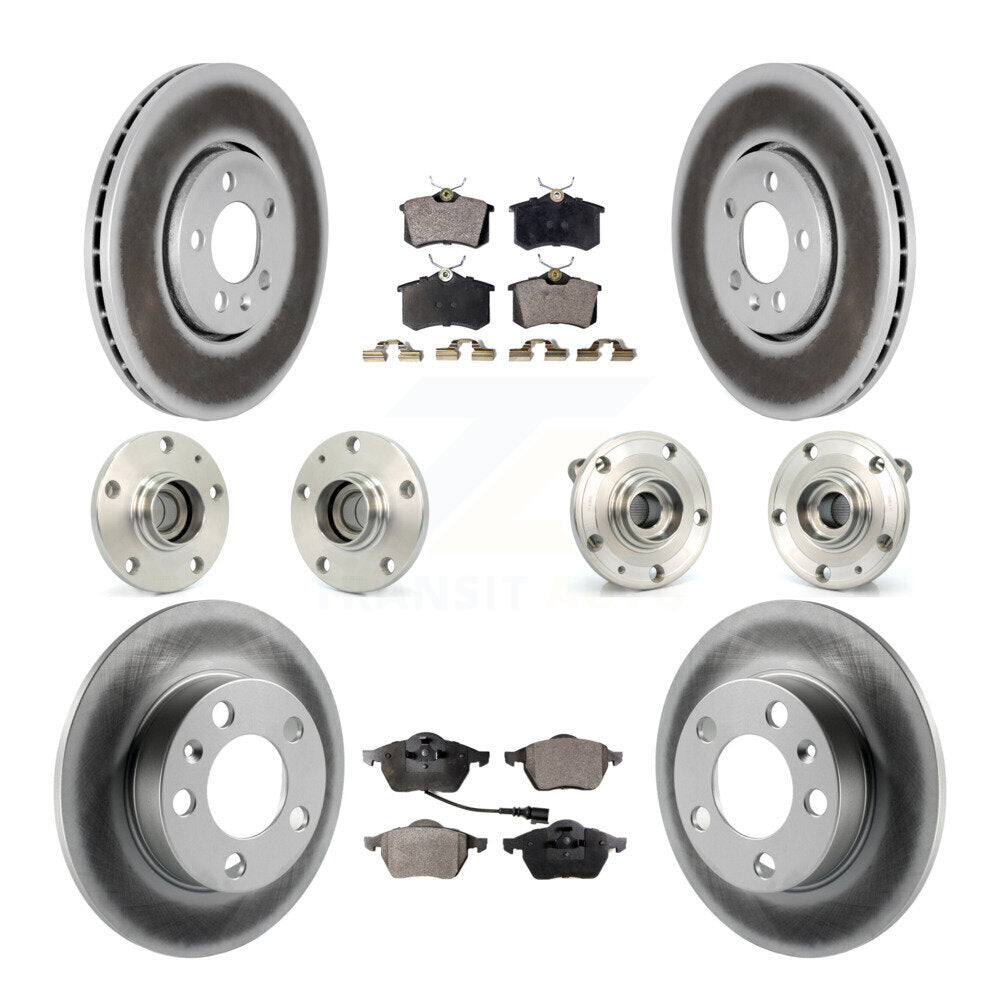 Kit de rotors et plaquettes de frein revêtus de roulement de moyeu avant et arrière (10 pièces) pour Volkswagen Jett
