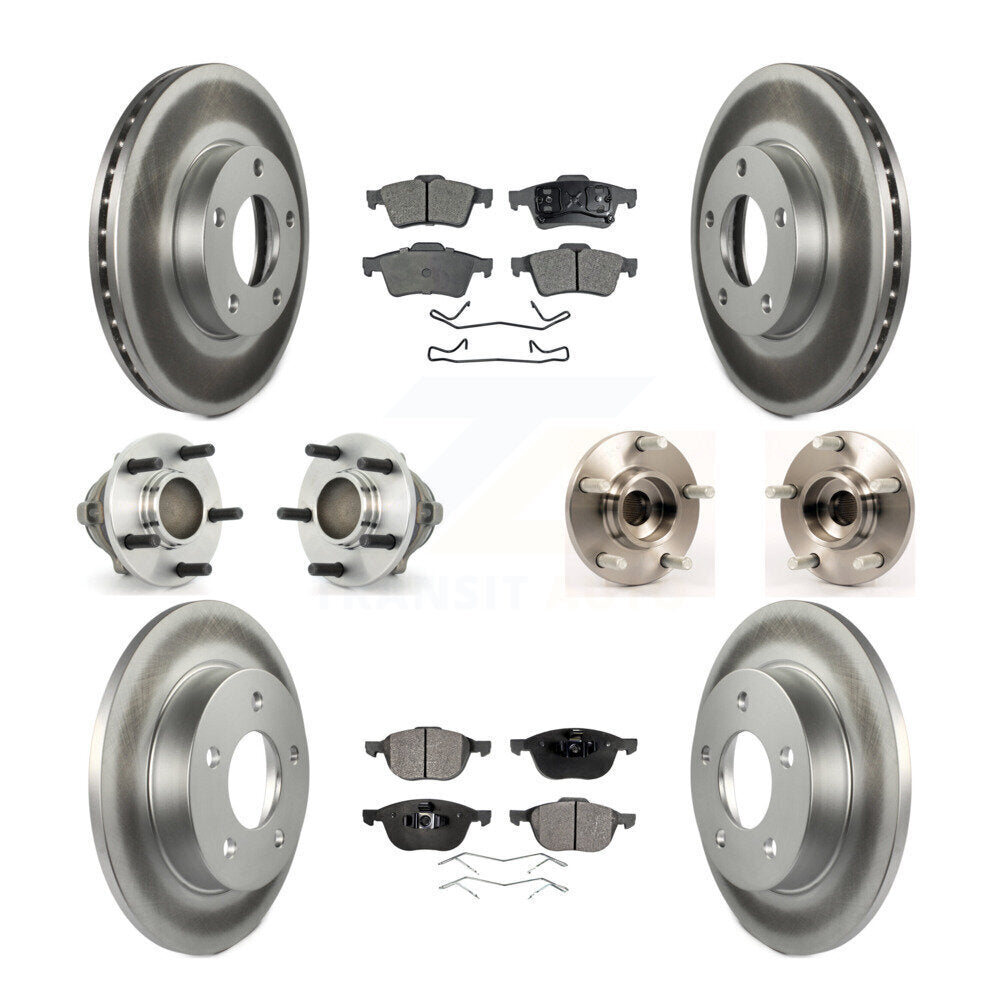 Kit de rotors et plaquettes de frein à disque revêtus de roulements de moyeu avant et arrière (10 pièces) pour Mazda