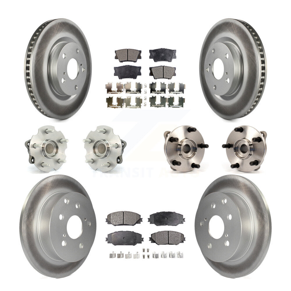 Kit de rotors et plaquettes de frein à disque revêtus de roulement de moyeu avant et arrière (10 pièces) pour Toyota RAV
