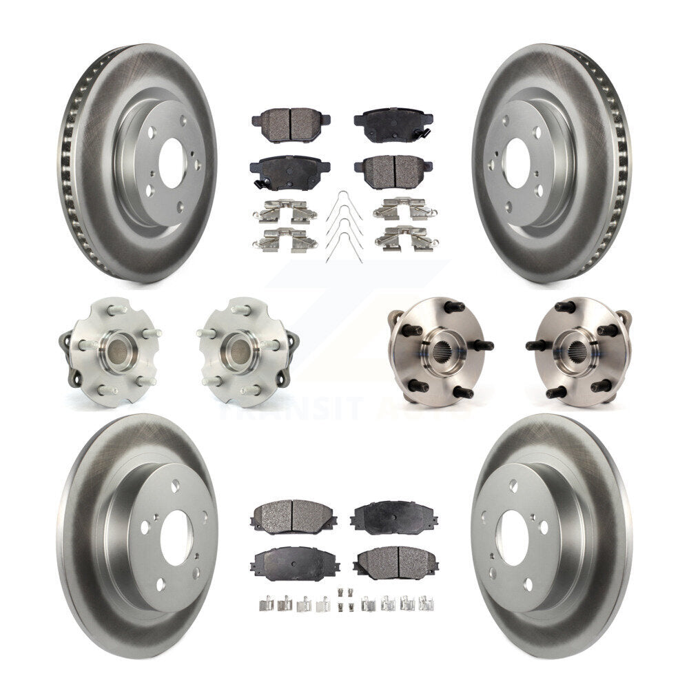 Kit de rotors et plaquettes de frein à disque revêtus de roulement de moyeu avant et arrière (10 pièces) pour Scion t
