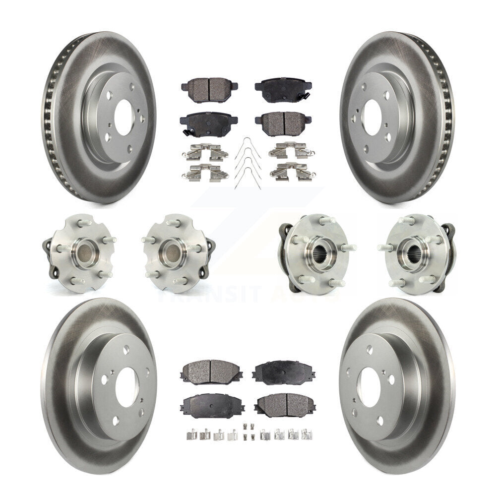 Kit de rotors et plaquettes de frein à disque revêtus de roulement de moyeu avant et arrière (10 pièces) pour Scion t