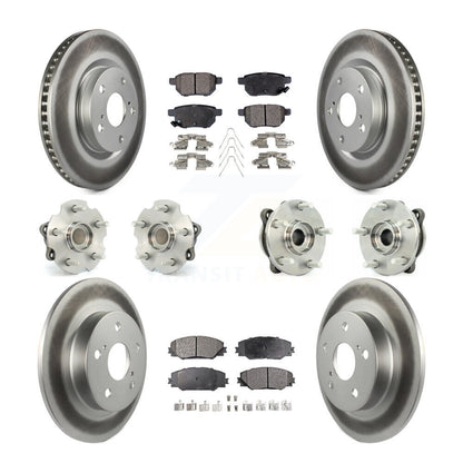 Kit de rotors et plaquettes de frein à disque revêtus de roulement de moyeu avant et arrière (10 pièces) pour Scion t