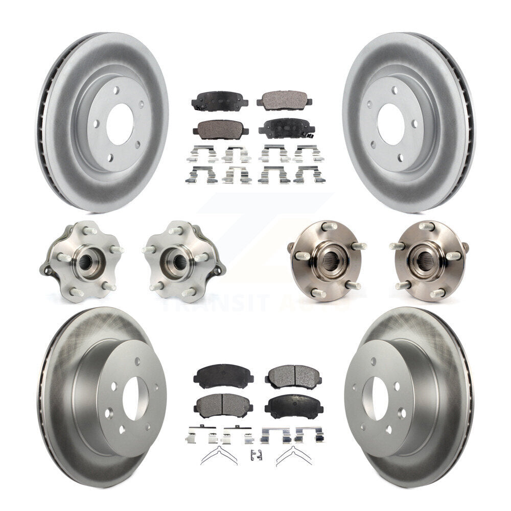 Kit de rotors et plaquettes de frein revêtus de roulement de moyeu avant et arrière (10 pièces) pour Nissan Rogue AW