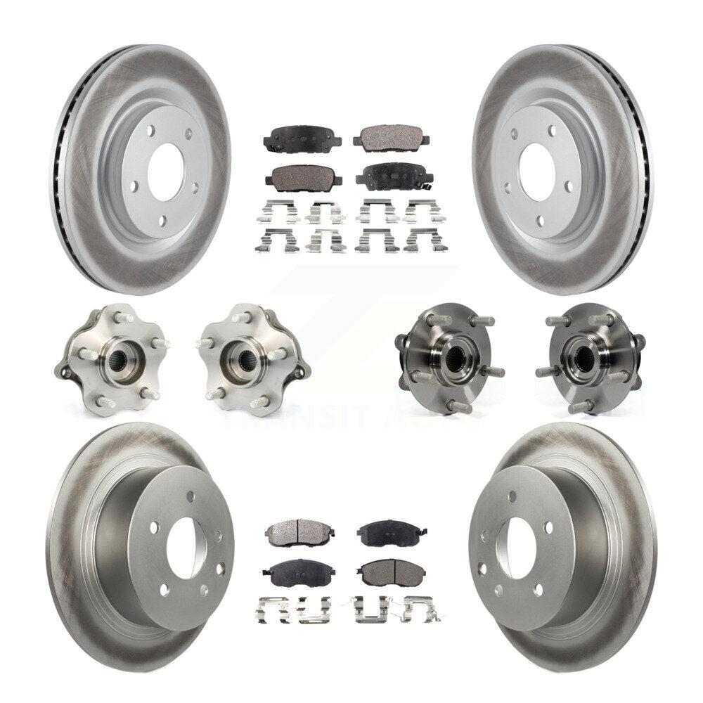 Kit de rotors et plaquettes de frein à disque revêtus de roulement de moyeu avant et arrière (10 pièces) pour Nissan Juk