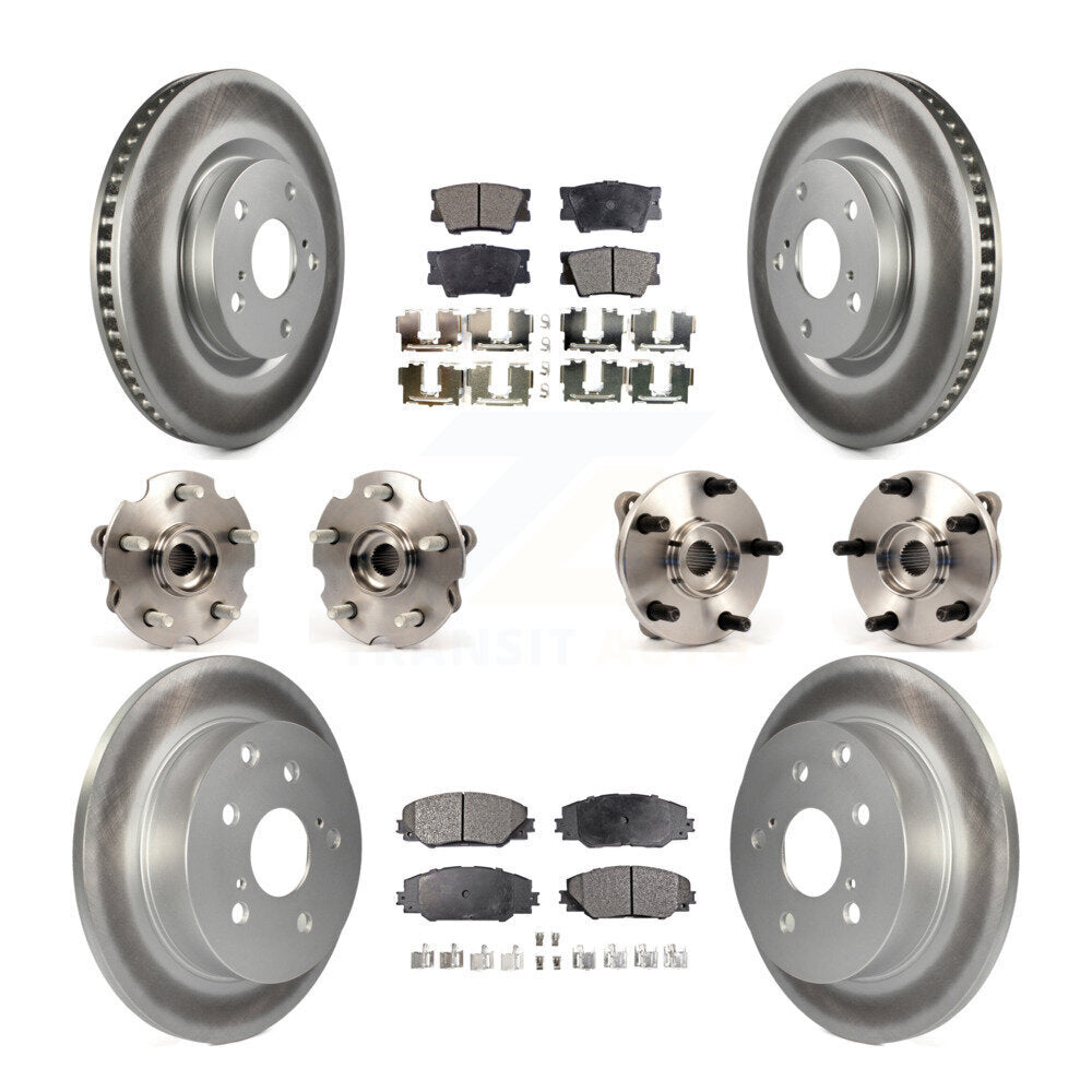 Kit de rotors et plaquettes de frein à disque revêtus de roulement de moyeu avant et arrière (10 pièces) pour Toyota RAV