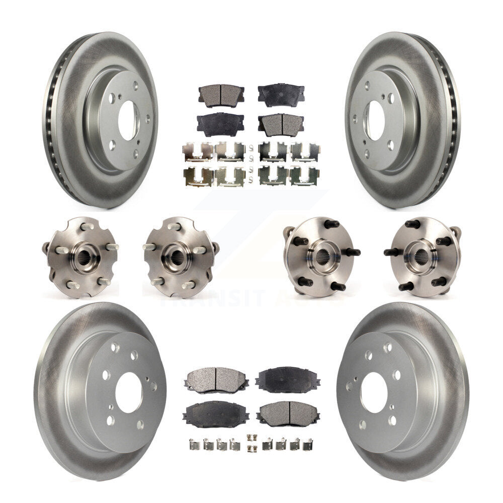 Kit de rotors et plaquettes de frein à disque revêtus de roulement de moyeu avant et arrière (10 pièces) pour Toyota RAV