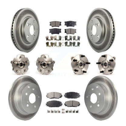 Kit de rotors et plaquettes de frein à disque revêtus de roulement de moyeu avant et arrière (10 pièces) pour Toyota RAV