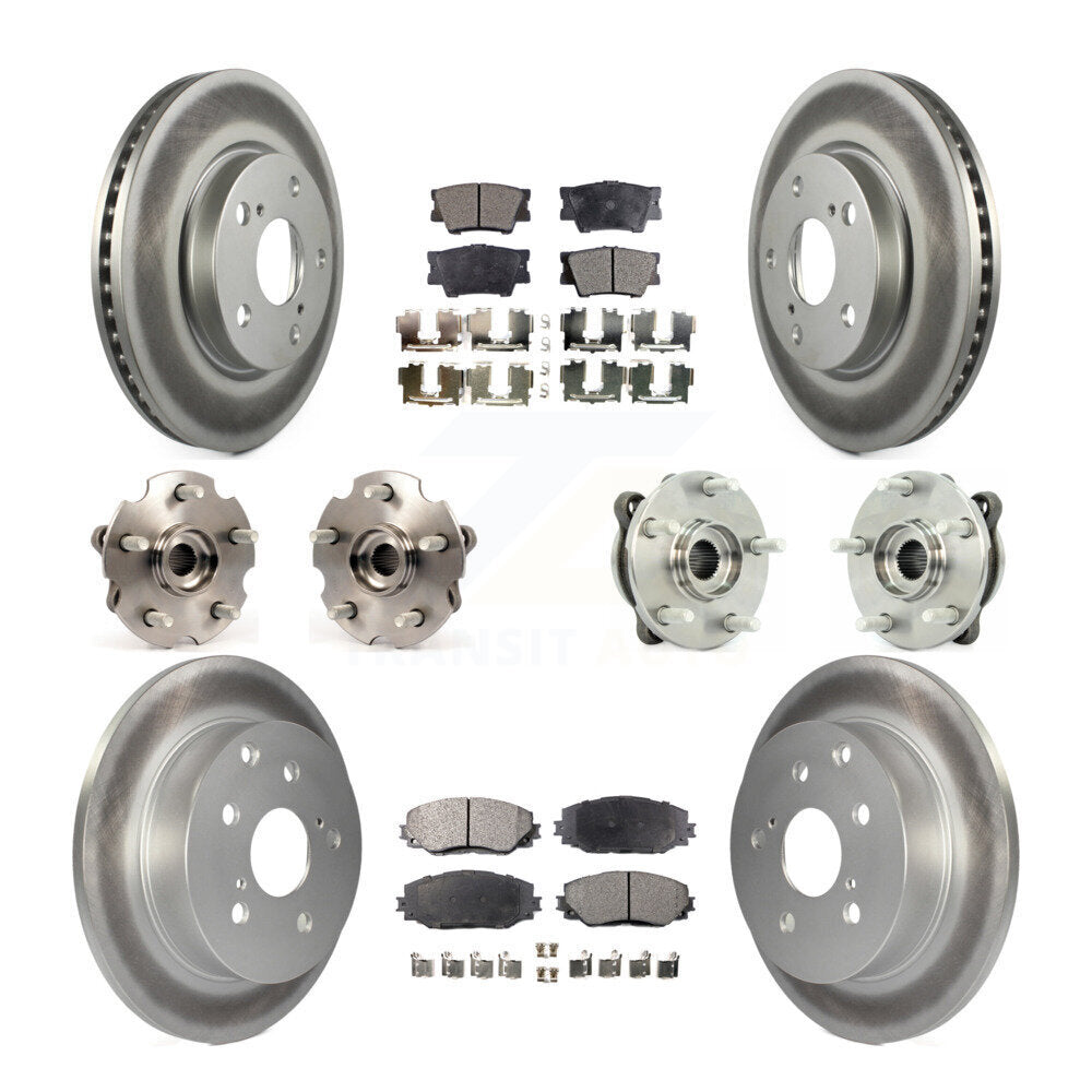Kit de rotors et plaquettes de frein à disque revêtus de roulement de moyeu avant et arrière (10 pièces) pour Toyota RAV