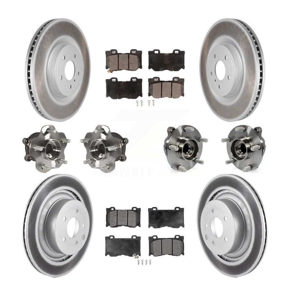 Kit de rotors et plaquettes de frein revêtus de roulement de moyeu avant et arrière (10 pièces) pour INFINITI G37 RW