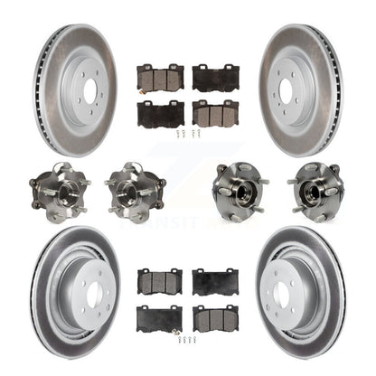 Kit de rotors et plaquettes de frein revêtus de roulement de moyeu avant et arrière (10 pièces) pour INFINITI G37 RW