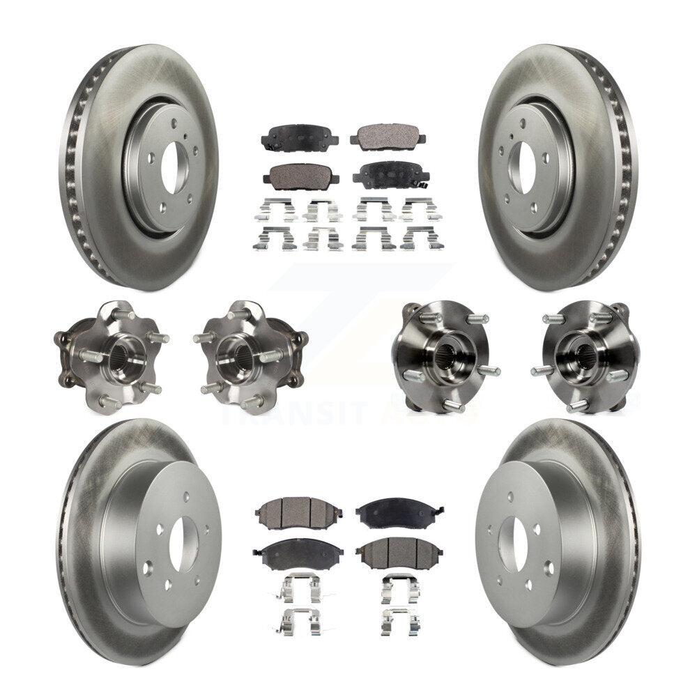 Kit de plaquettes de rotor de frein enduites de roulement de moyeu avant et arrière (10 pièces) pour INFINITI FX35 FX3