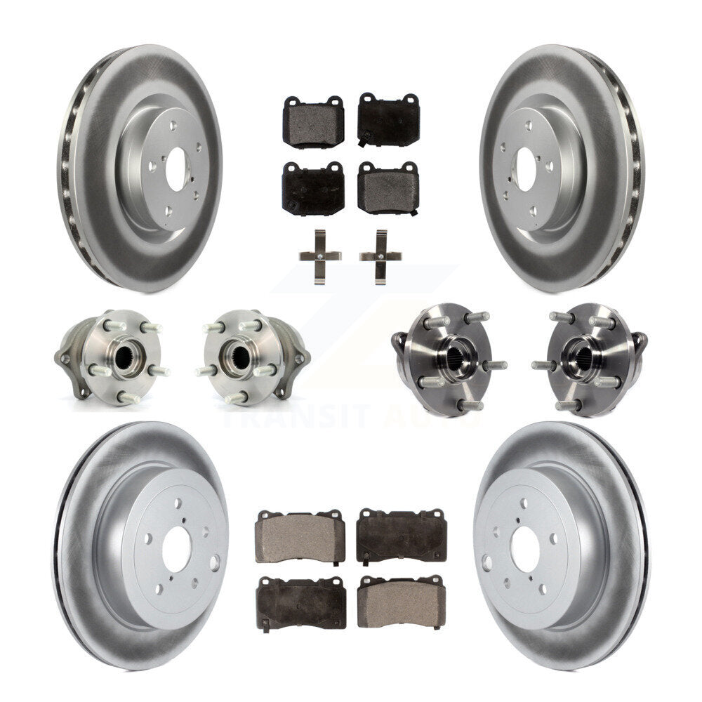Kit de plaquettes de rotor de frein enduites de roulement de moyeu avant et arrière (10 pièces) pour Subaru Impreza WR