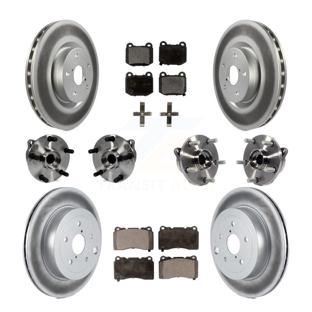 Kit de plaquettes de rotor de frein enduites de roulement de moyeu avant et arrière (10 pièces) pour Subaru Impreza WR