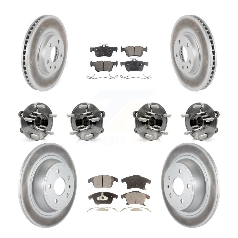 Kit de rotors et plaquettes de frein à disque revêtus de roulement de moyeu avant et arrière (10 pièces) pour Ford Fusio