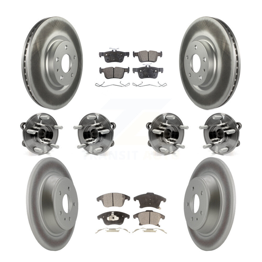 Kit de rotors et plaquettes de frein à disque revêtus de roulement de moyeu avant et arrière (10 pièces) pour Lincoln MK