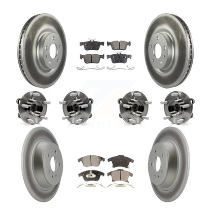 Kit de rotors et plaquettes de frein à disque revêtus de roulement de moyeu avant et arrière (10 pièces) pour Lincoln MK
