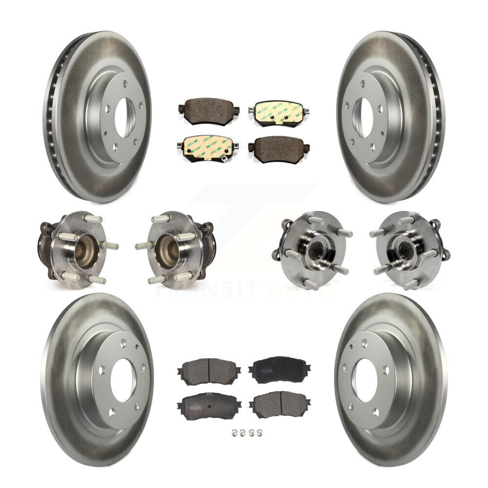 Kit de rotor et de plaquettes de frein revêtus de roulement de moyeu avant et arrière (10 pièces) pour Mazda 2016 – 2018
