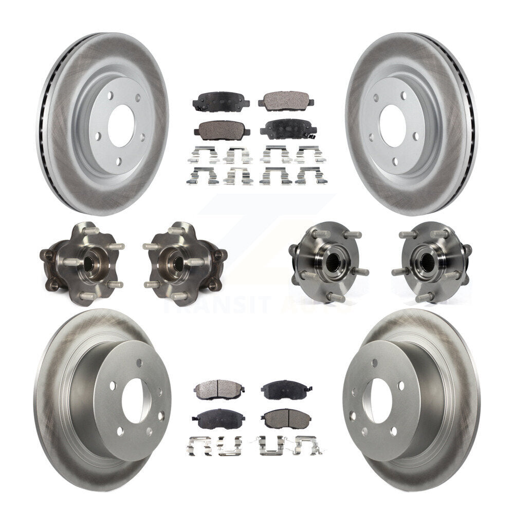 Kit de rotors et plaquettes de frein à disque revêtus de roulement de moyeu avant et arrière (10 pièces) pour Nissan Juk