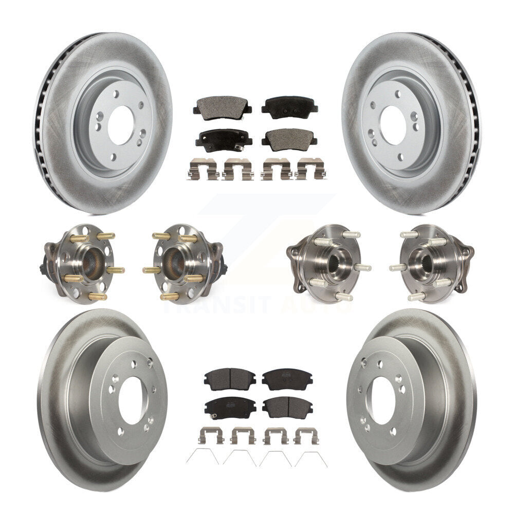 Kit de rotor et de plaquettes de frein à disque revêtus de roulement de moyeu avant et arrière (10 pièces) pour Kia Sportag