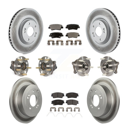 Kit de rotor et de plaquettes de frein à disque revêtus de roulement de moyeu avant et arrière (10 pièces) pour Kia Sportag