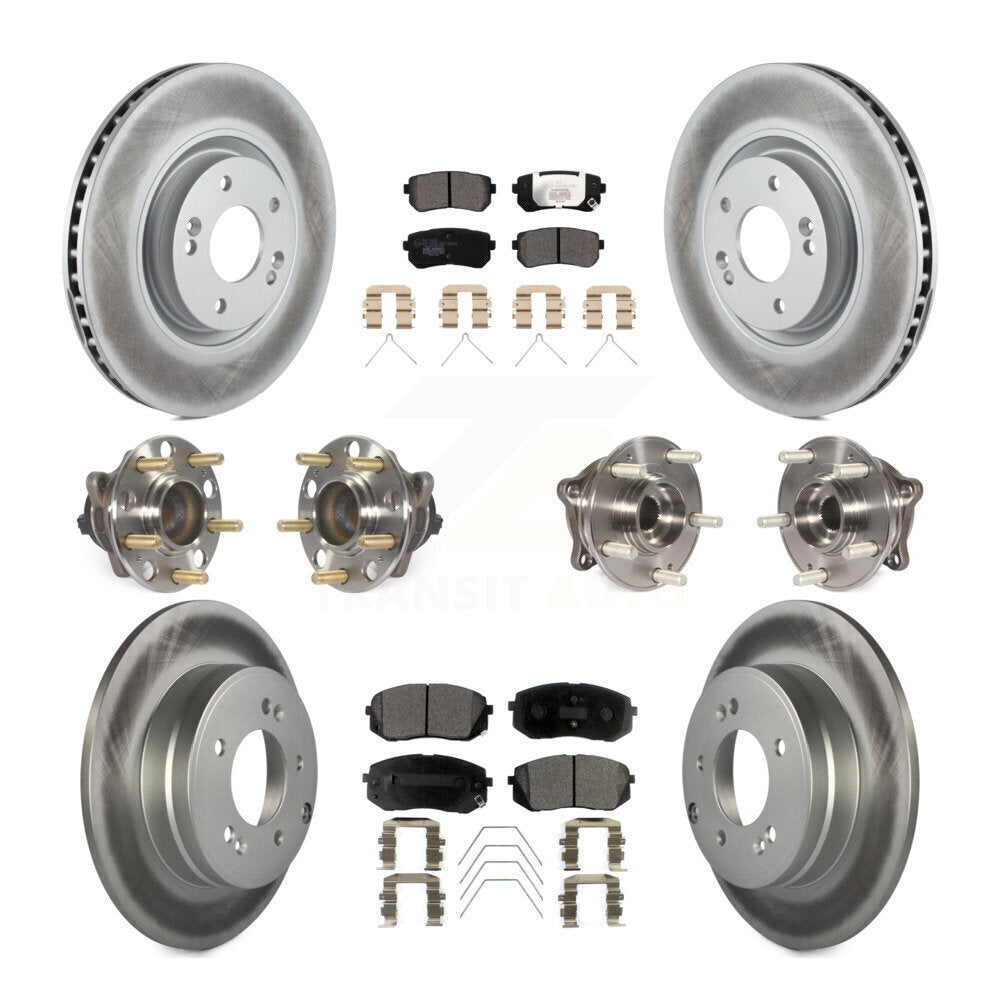 Kit de rotor et de plaquettes de frein à disque revêtus de roulement de moyeu avant et arrière (10 pièces) pour Kia Optim