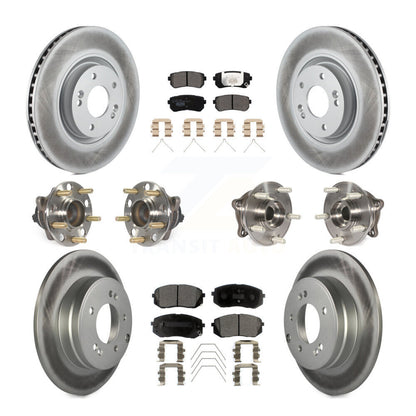 Kit de rotor et de plaquettes de frein à disque revêtus de roulement de moyeu avant et arrière (10 pièces) pour Kia Optim