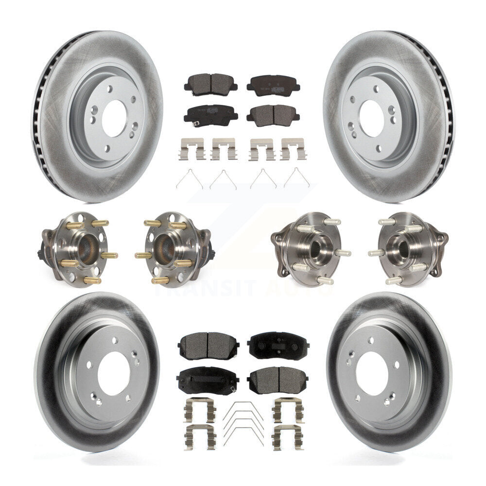 Kit de rotor et de plaquettes de frein à disque revêtus de roulement de moyeu avant et arrière (10 pièces) pour Kia Optim