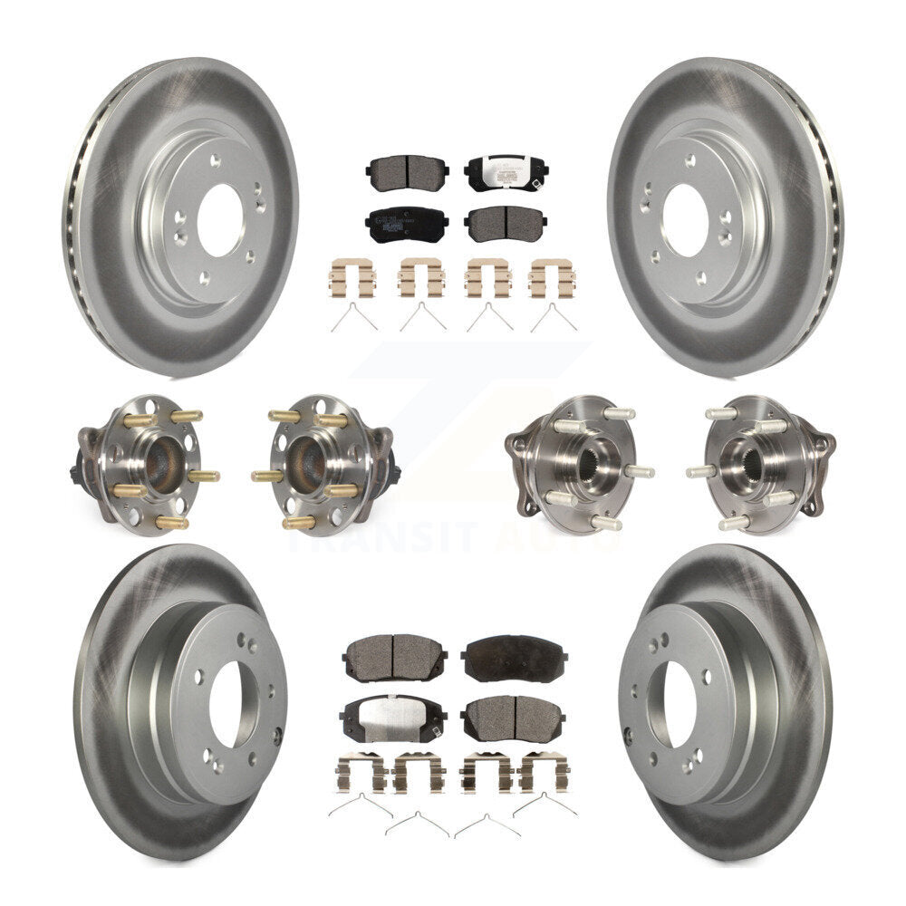 Kit de rotor et de plaquettes de frein à disque revêtus de roulement de moyeu avant et arrière (10 pièces) pour Kia Optim