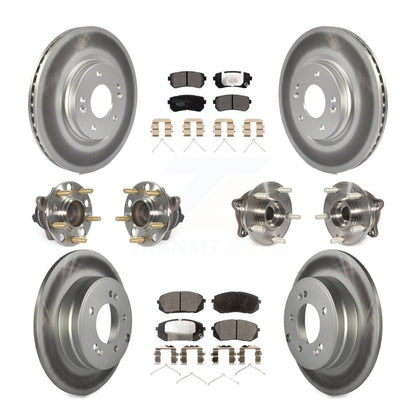 Kit de rotor et de plaquettes de frein à disque revêtus de roulement de moyeu avant et arrière (10 pièces) pour Kia Optim