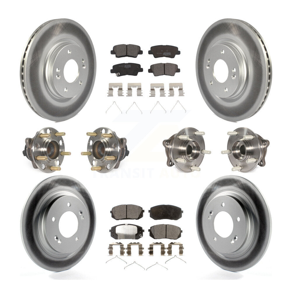 Kit de rotor et de plaquettes de frein à disque revêtus de roulement de moyeu avant et arrière (10 pièces) pour Kia Optim