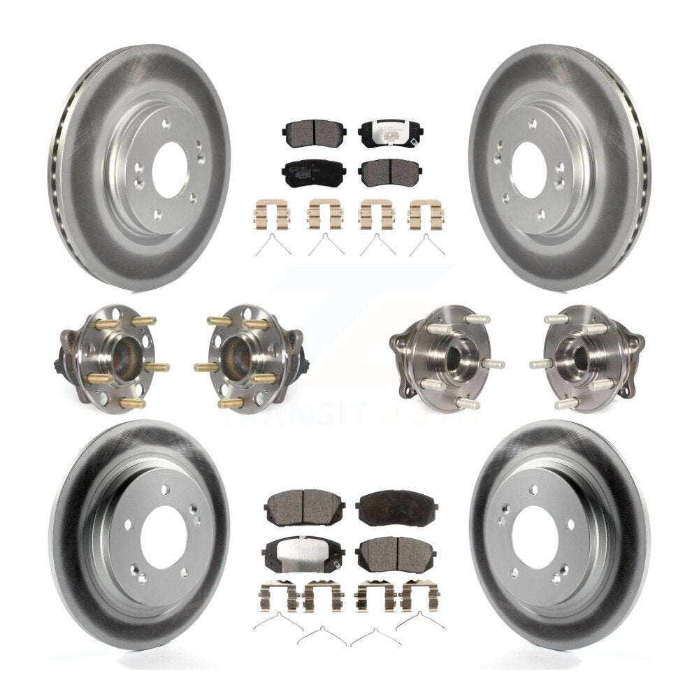 Kit de rotor et de plaquettes de frein à disque revêtus de roulement de moyeu avant et arrière (10 pièces) pour Kia Optim