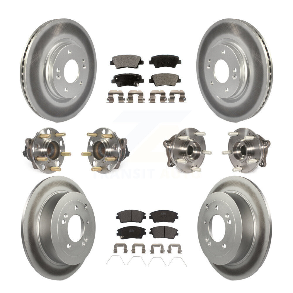 Kit de plaquettes de rotor de frein enduites de roulement de moyeu avant et arrière (10 pièces) pour Hyundai Tucson Ki