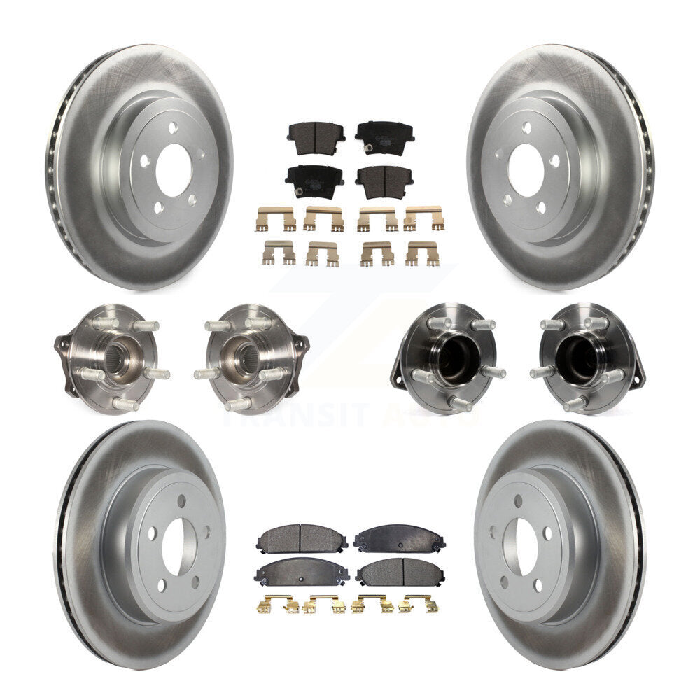 Kit de rotor et de plaquettes de frein revêtus de roulement de moyeu avant et arrière (10 pièces) pour Dodge Charger 30
