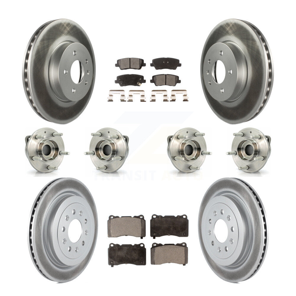 Kit de rotors et plaquettes de frein revêtus de roulement de moyeu avant et arrière (10 pièces) pour Cadillac ATS AW