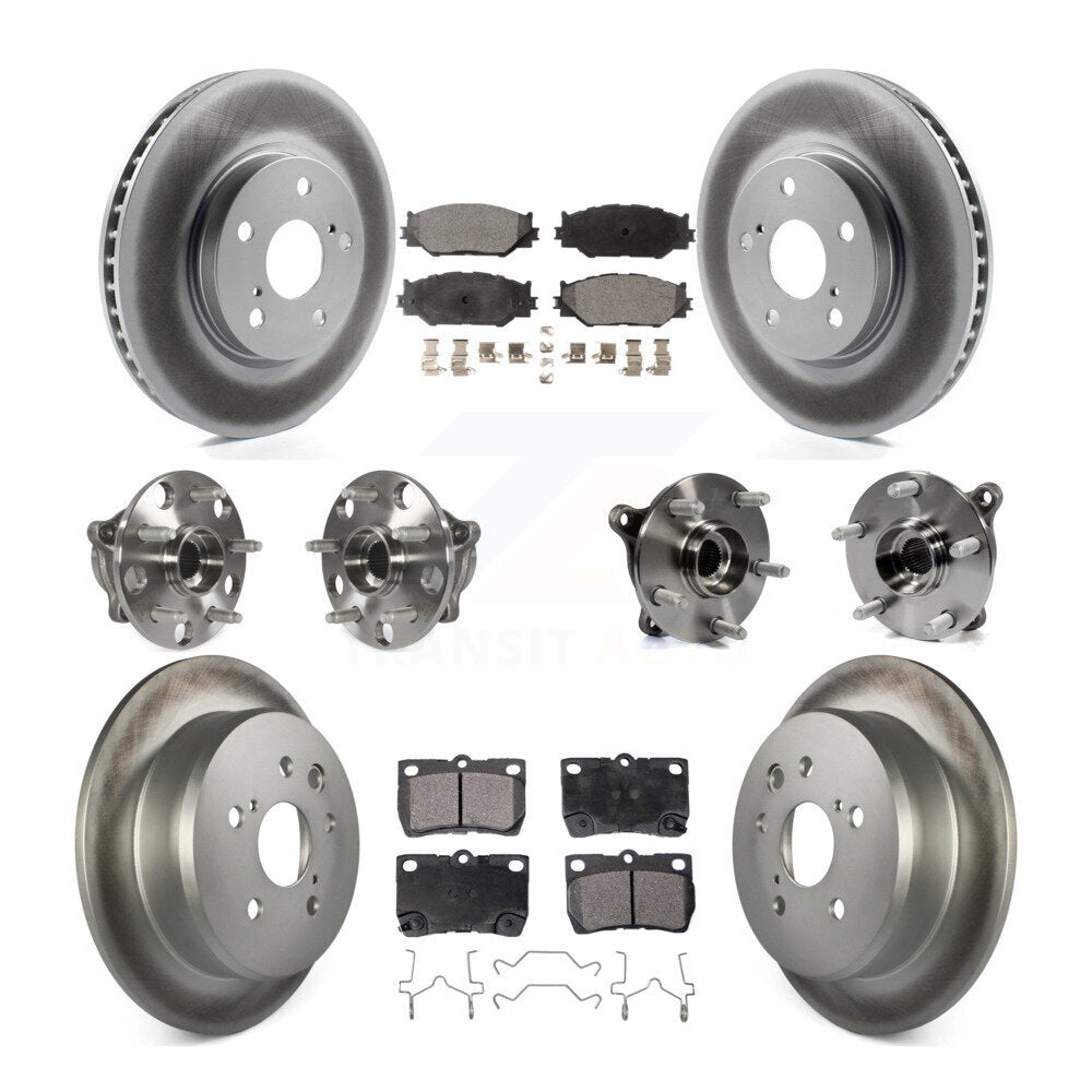 Kit de rotors et plaquettes de frein à disque revêtus de roulement de moyeu avant et arrière (10 pièces) pour Lexus IS25