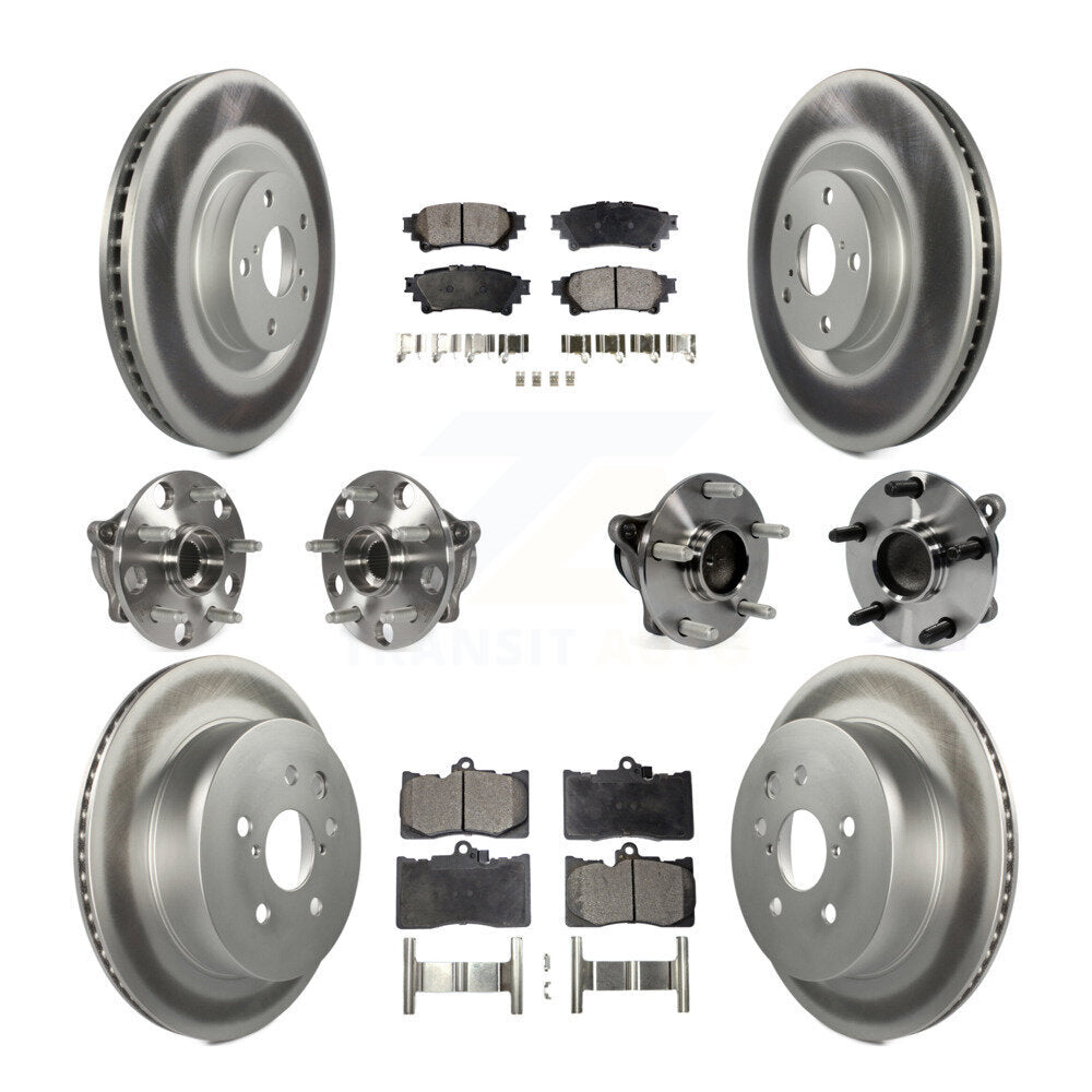 Kit de rotors et plaquettes de frein à disque revêtus de roulement de moyeu avant et arrière (10 pièces) pour Lexus IS35