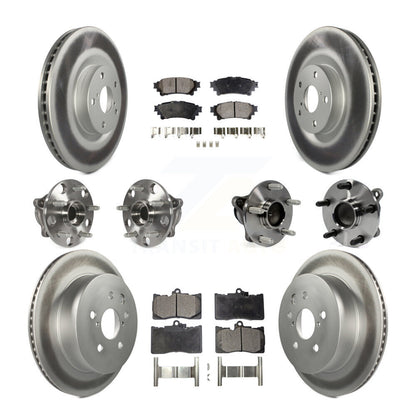 Kit de rotors et plaquettes de frein à disque revêtus de roulement de moyeu avant et arrière (10 pièces) pour Lexus IS35