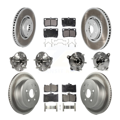 Kit de rotors et plaquettes de frein à disque revêtus de roulement de moyeu avant et arrière (10 pièces) pour Lexus IS35