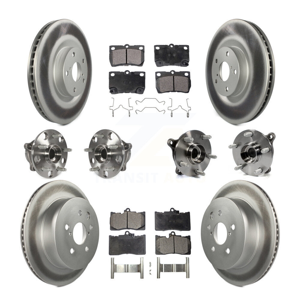 Kit de rotor et de plaquettes de frein revêtus de roulement de moyeu avant et arrière (10 pièces) pour Lexus GS350 IS35