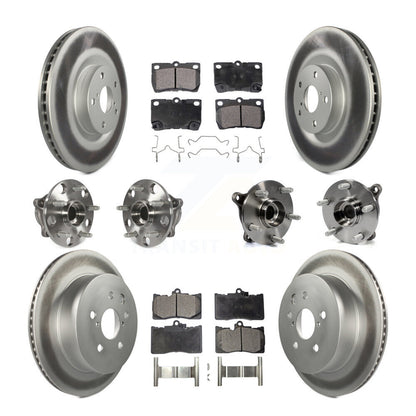 Kit de rotor et de plaquettes de frein revêtus de roulement de moyeu avant et arrière (10 pièces) pour Lexus GS350 IS35