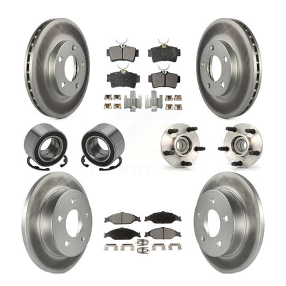 Kit de rotor de frein et patins de frein revêtus de roulement de moyeu avant et arrière (10 pièces) pour Ford Mustang