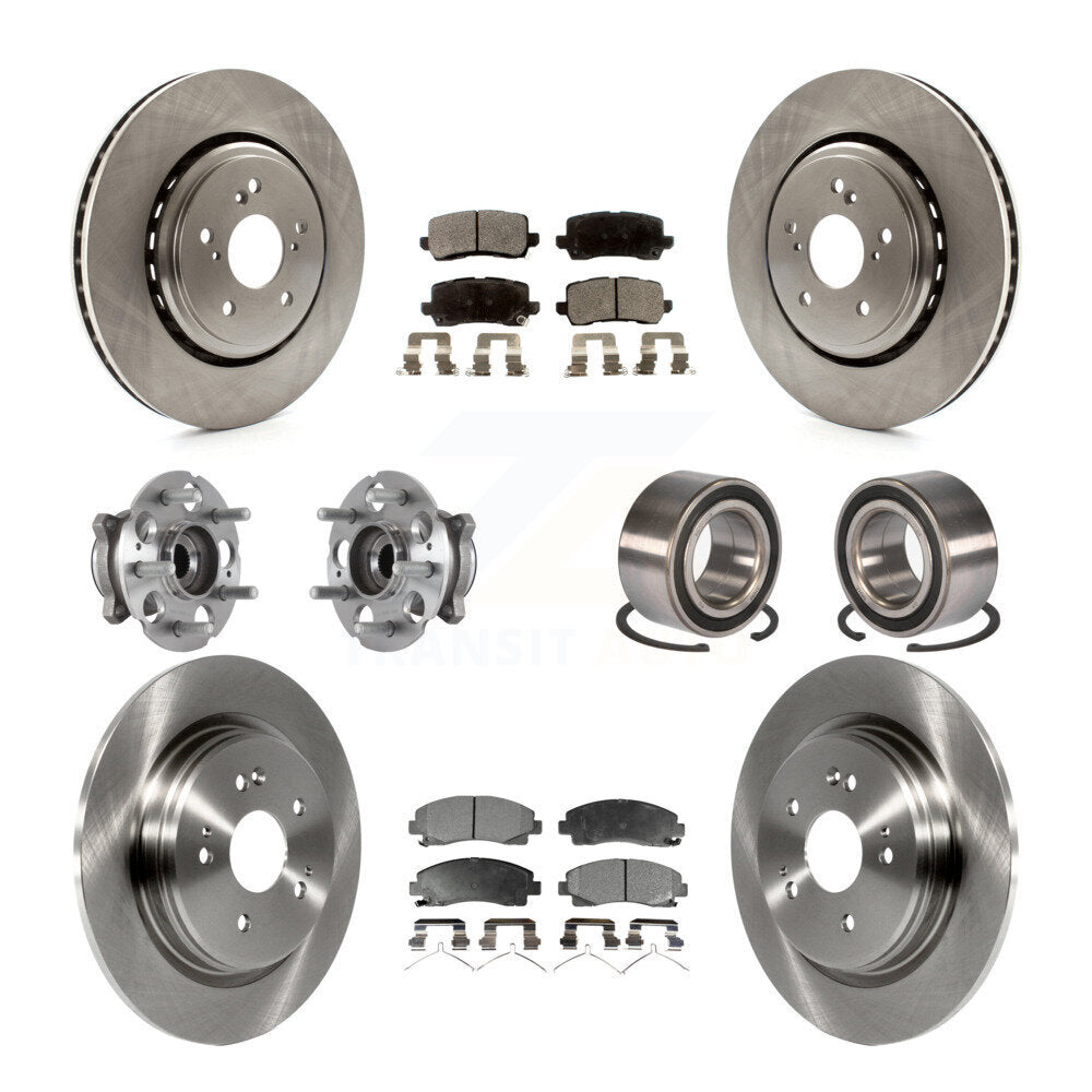 Kit de rotors et plaquettes de frein avec roulement de moyeu avant et arrière (10 pièces) pour Acura TLX AW 2015 – 2020