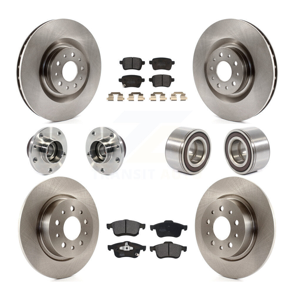 Kit de rotor et de plaquettes de frein à disque, roulement de moyeu avant et arrière (10 pièces) pour Fiat 500 2014 – 2018