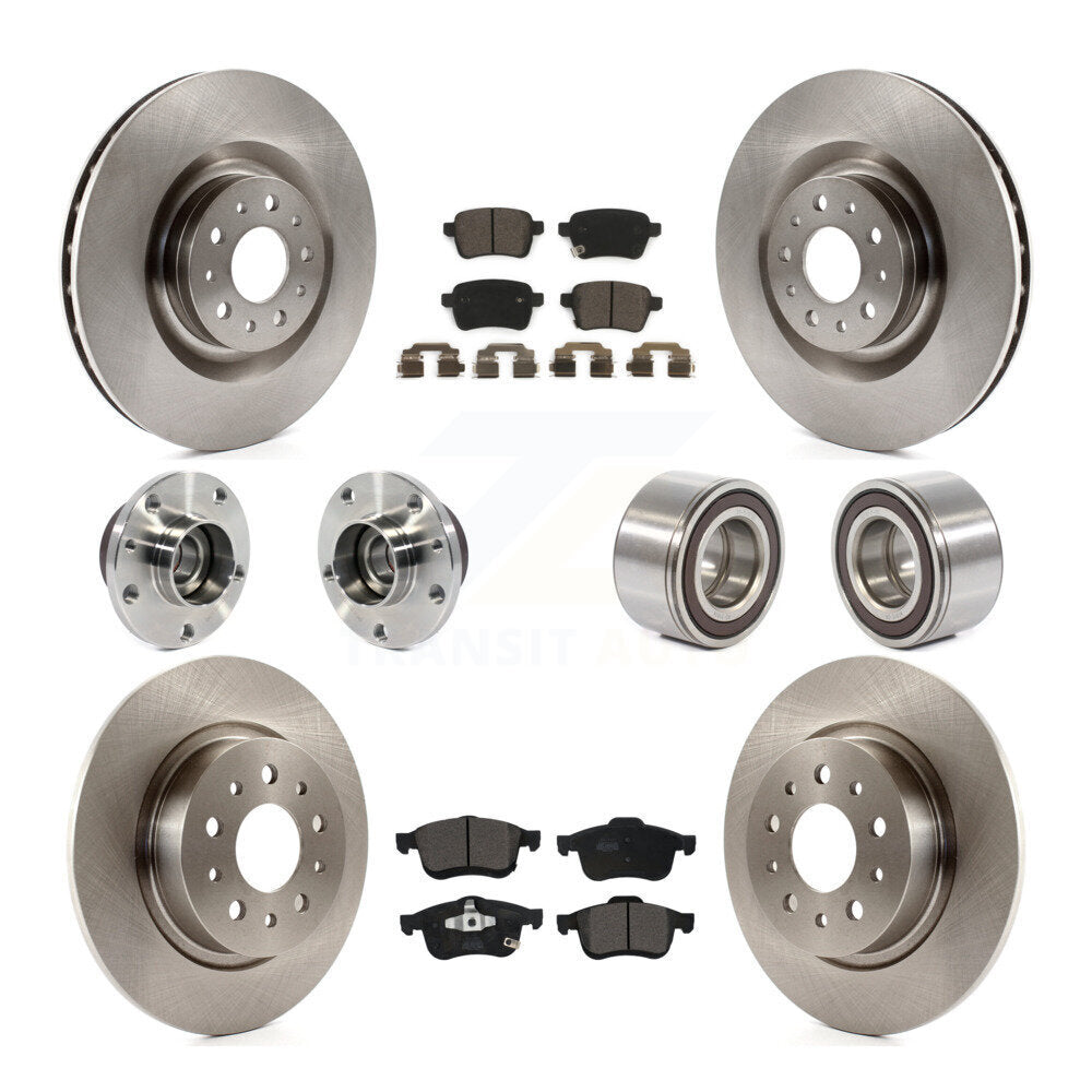 Kit de rotor et de plaquettes de frein à disque, roulement de moyeu avant et arrière (10 pièces) pour Fiat 500 2014 – 2018