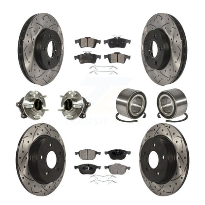 Kit de rotor et de plaquettes de frein à disque revêtus de roulement de moyeu avant et arrière (10 pièces) pour Ford Focu