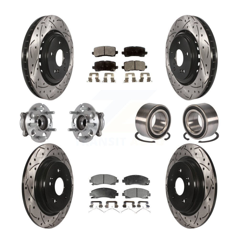 Kit de plaquettes de rotor de frein revêtues de roulement de moyeu avant et arrière (10 pièces) pour Acura TLX AW 15-20