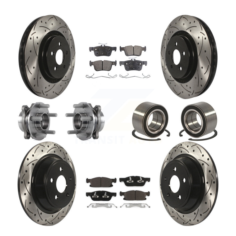 Kit de plaquettes de rotor de frein enduites de roulement de moyeu avant et arrière (10 pièces) pour Ford Edge AW 2015